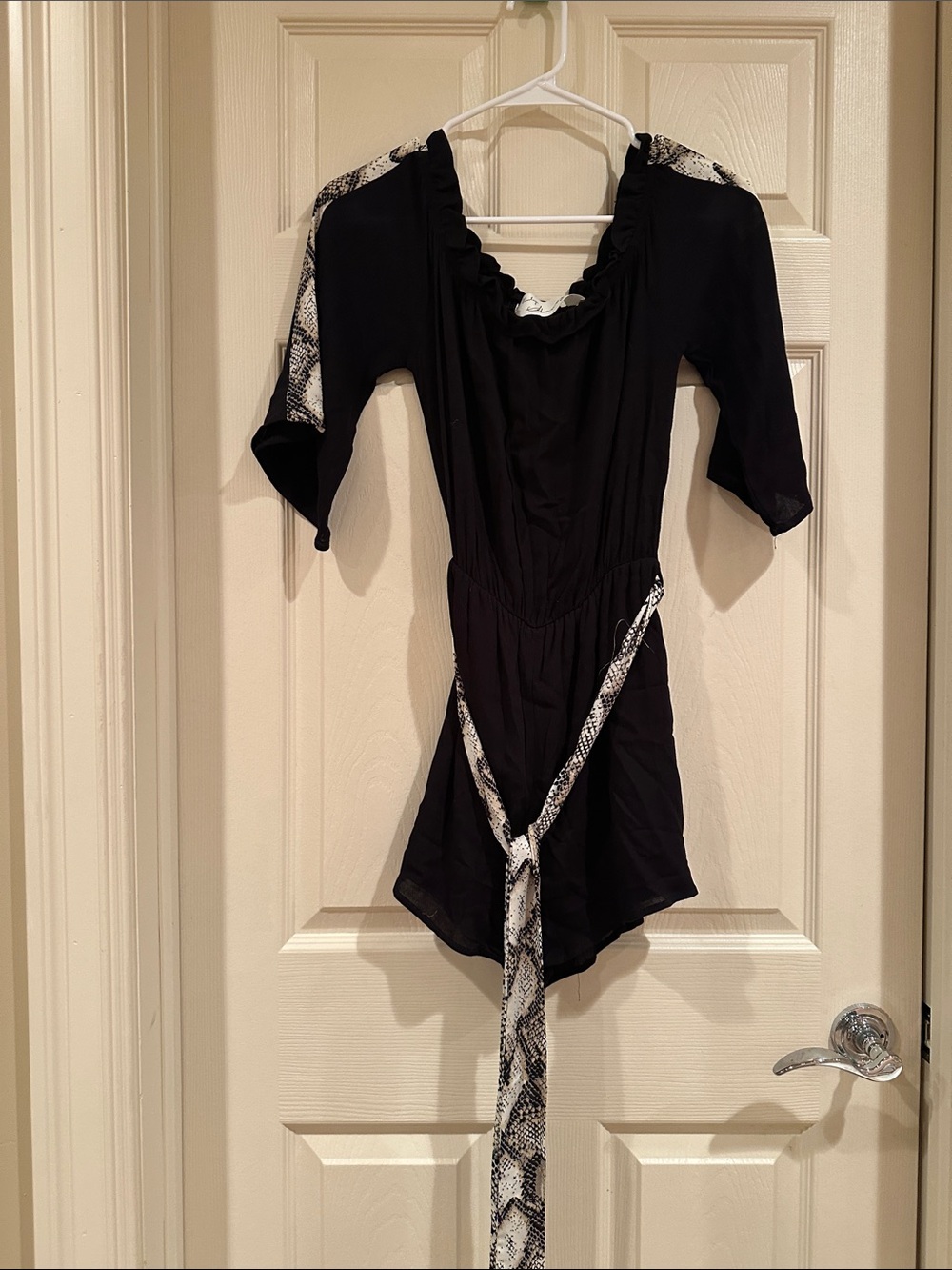 Vintage Havana Black romper with Snakeskin Trim